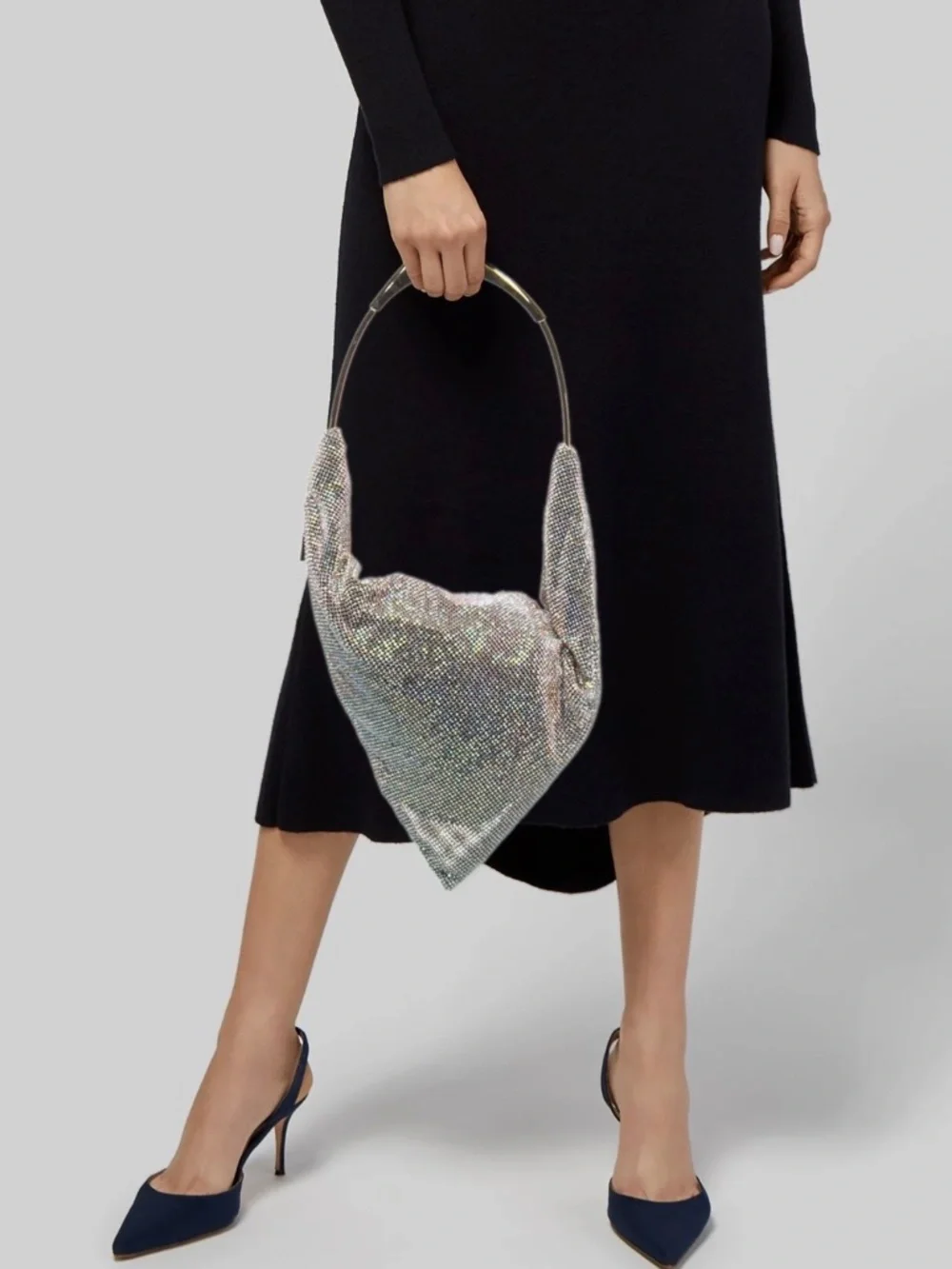 BENEDETTA BRUZZICHES Large Crystal Bag w/ Gold Metal Handle